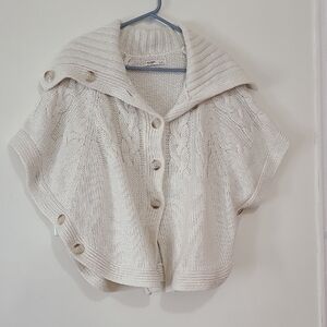 Old Navy Cable & Gauge Cream Button-Up Poncho